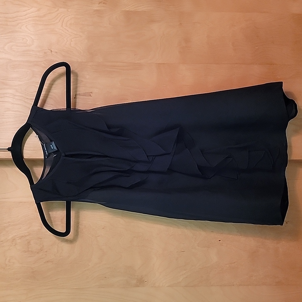 Club Monaco Silk Sleeveless Tiered Front Ruffle Shirt
